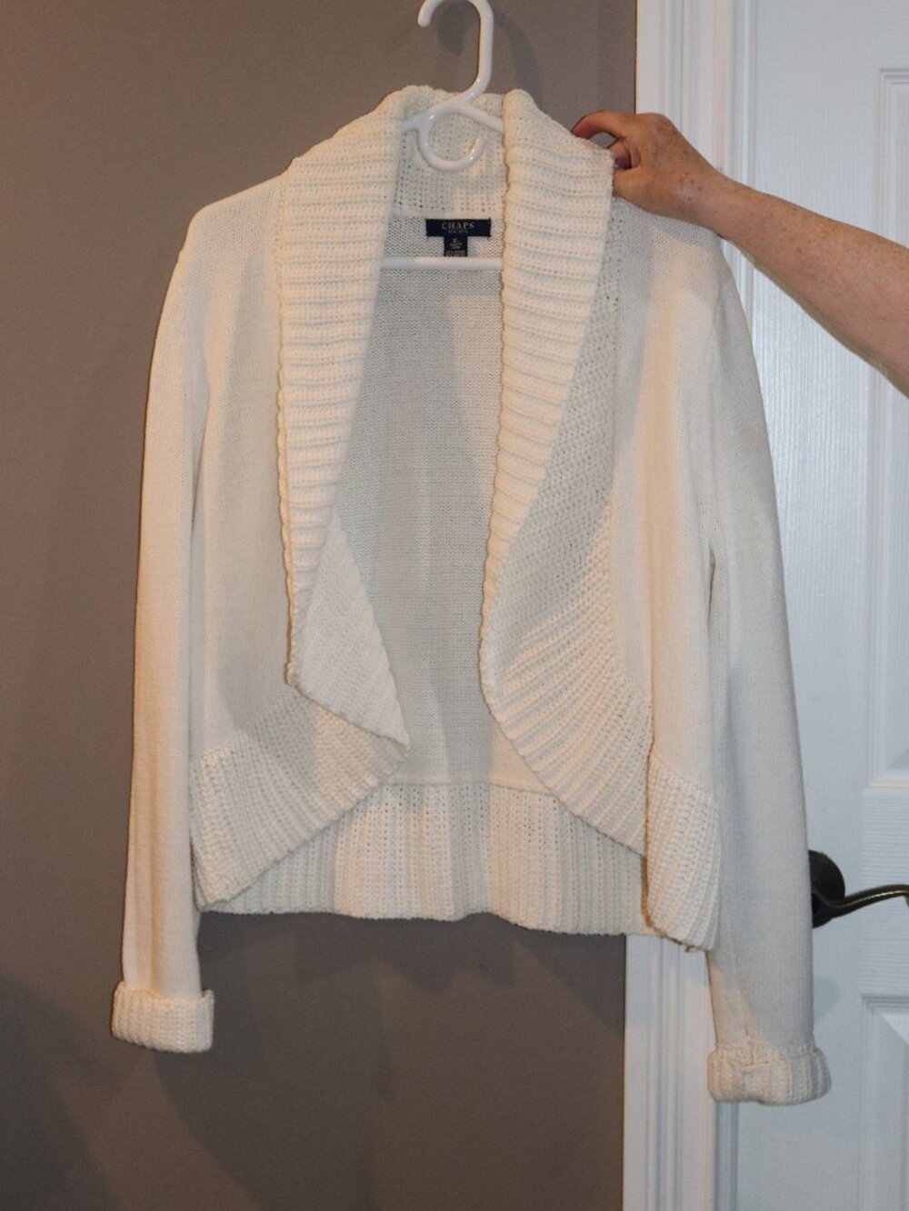 Women's Chaps cream open front cardigan. XL. New.